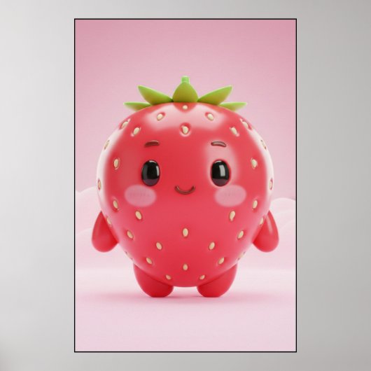 Cute Strawberry Character Poster Art (Voorkant)