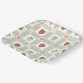 Cute Strawberry Checkered Kids Birthday  Papieren Bordje (Gebogen)
