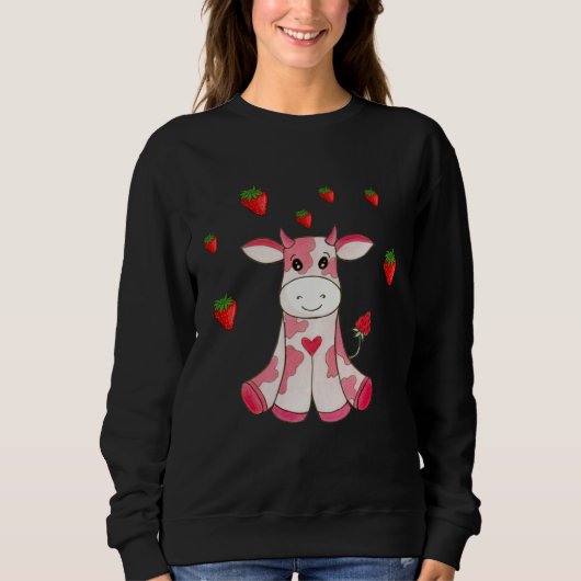 Cute Strawberry Cow Fruit Trui (Voorkant)