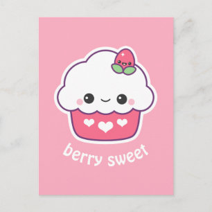 Cute Strawberry Cupcake Briefkaart