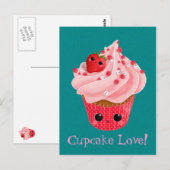 Cute Strawberry Cupcake Briefkaart (Voorkant / Achterkant)