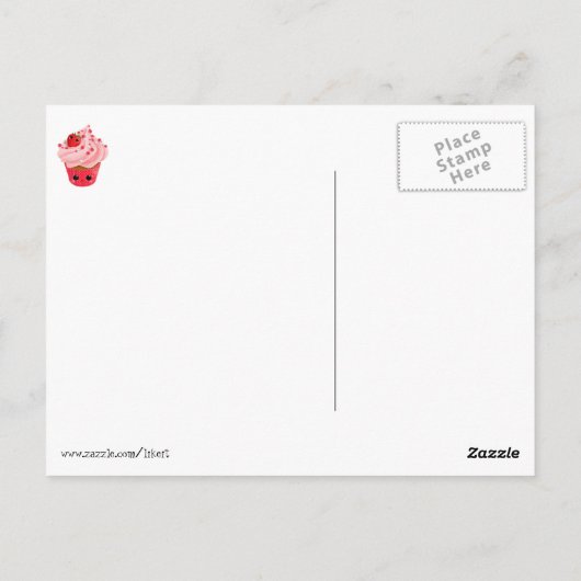 Cute Strawberry Cupcake Briefkaart (Achterkant)