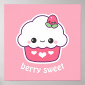 Cute Strawberry Cupcake Poster (Voorkant)