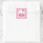 Cute Strawberry Cupcake Vierkante Sticker (Tas)