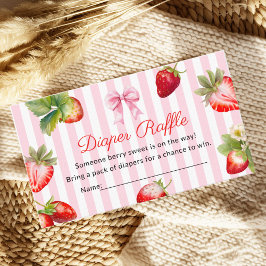 Cute Strawberry Diaper Raffle Baby Shower Informatiekaartje