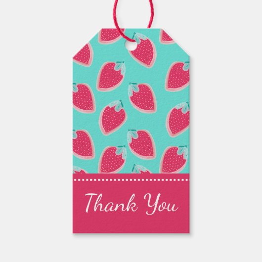 Cute Strawberry Fruit Pattern Hartelijk dank Cadeaulabel (Voorkant)