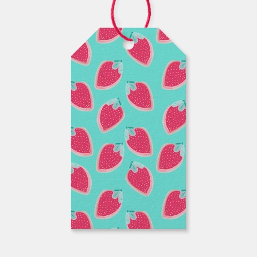 Cute Strawberry Fruit Pattern Hartelijk dank Cadeaulabel (Achterkant)