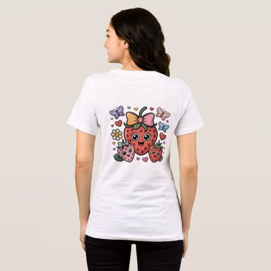 Cute Strawberry Fruit Tri-Blend Shirt (Achterkant volledig)