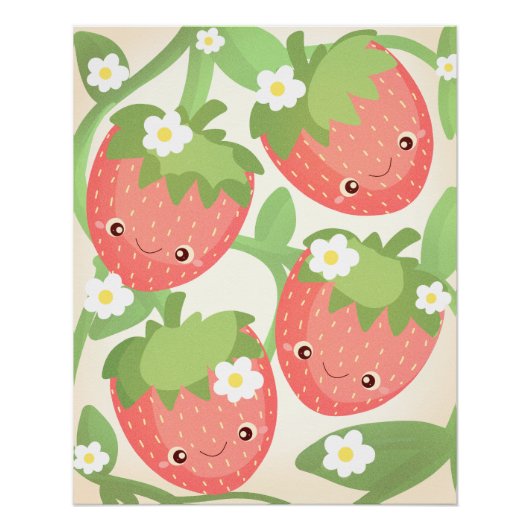 Cute Strawberry Garden Perfect Poster (Voorkant)