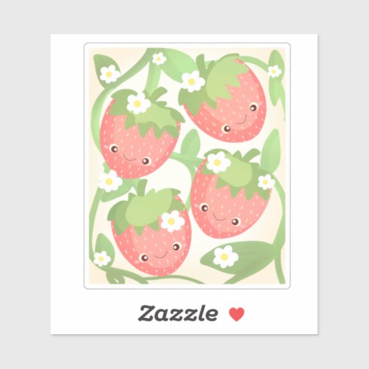 Cute Strawberry Garden Sticker (Vel)