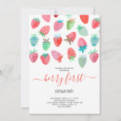 Cute Strawberry girl eerste verjaardagsfeest Kaart (Voorkant)