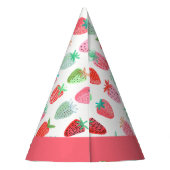 Cute Strawberry Girl First Birthday roze Party Pet Feesthoedjes (Achterkant)