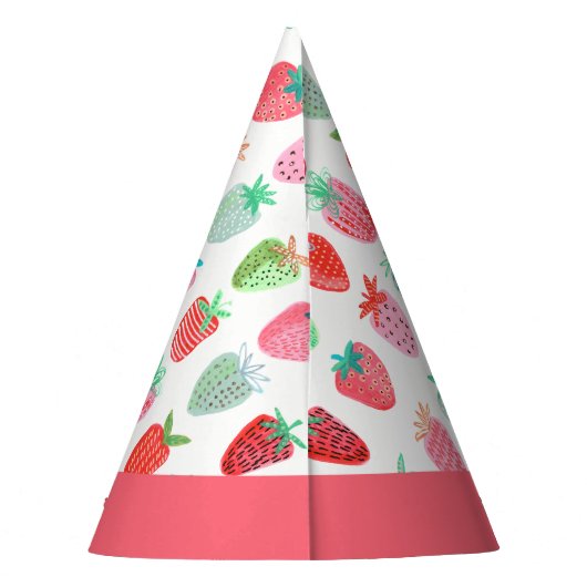 Cute Strawberry Girl First Birthday roze Party Pet Feesthoedjes (Achterkant)