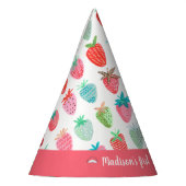 Cute Strawberry Girl First Birthday roze Party Pet Feesthoedjes (Links)