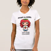 Cute Strawberry Girl Kawaii Art T-shirt (Voorkant)