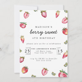 Cute Strawberry Girl's Birthday Party Berry Sweet Kaart