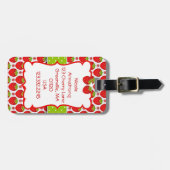 Cute Strawberry Girly & Personalized Bagagelabel (Voorkant horizontaal)