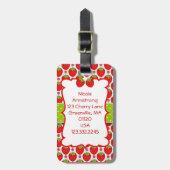 Cute Strawberry Girly & Personalized Bagagelabel (Voorkant verticaal)