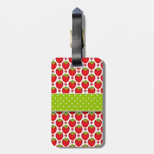 Cute Strawberry Girly & Personalized Bagagelabel (Achterkant verticaal)