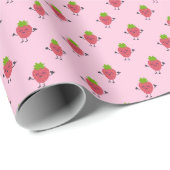 Cute Strawberry Kawaii Berry Sweet Cadeaupapier (Rol Hoek)
