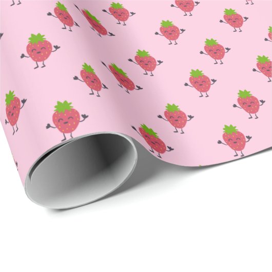 Cute Strawberry Kawaii Berry Sweet Cadeaupapier (Rol Hoek)