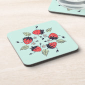 Cute Strawberry Kawaii Fruit Bier Onderzetter (Linkerzijde)