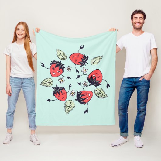 Cute Strawberry Kawaii Fruit Fleece Deken (In situ)