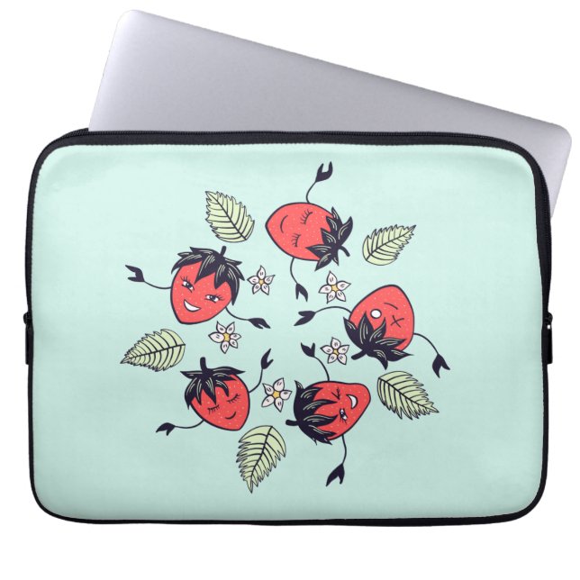 Cute Strawberry Kawaii Fruit Laptop Sleeve (Voorkant)