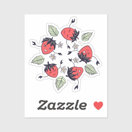 Cute Strawberry Kawaii Fruit Sticker (Vel)