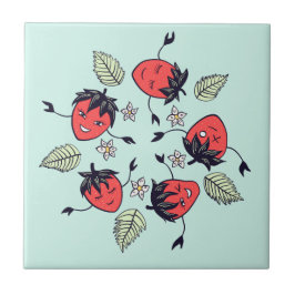 Cute Strawberry Kawaii Fruit Tegeltje