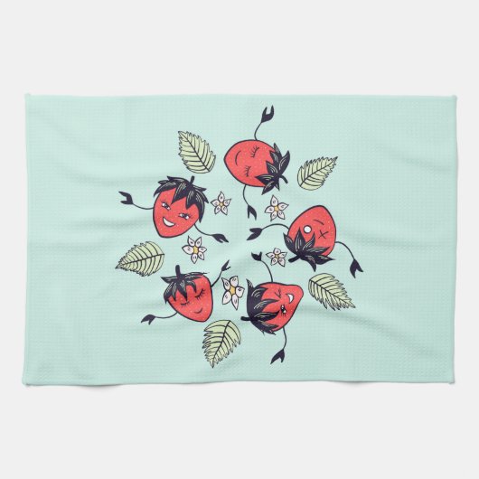 Cute Strawberry Kawaii Fruit Theedoek (Horizontaal)