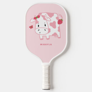 Cute Strawberry Koe Cartoon and Pattern Pickleball Paddle
