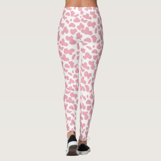 Cute Strawberry Koe Spots Pattern | Roze Leggings (Achterkant)