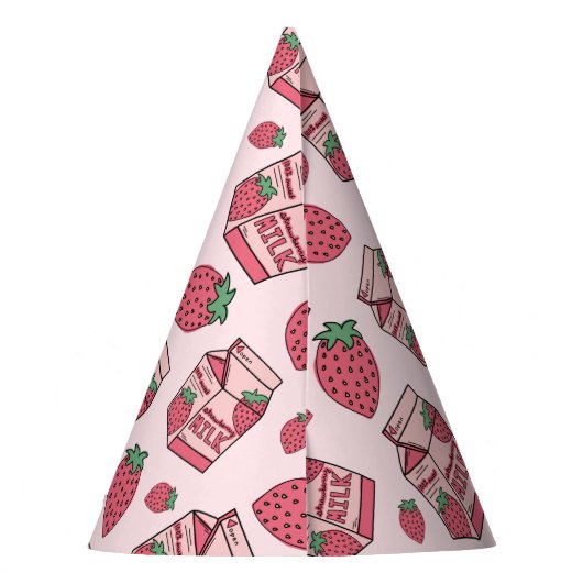 Cute Strawberry Milk Birthday Feesthoedjes (Achterkant)