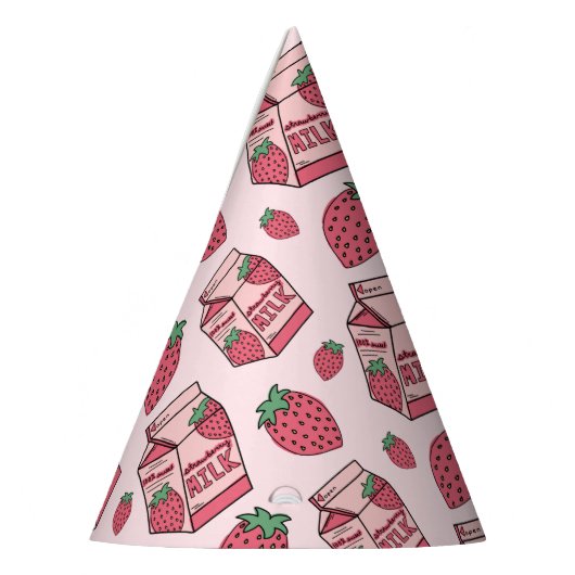 Cute Strawberry Milk Birthday Feesthoedjes (Links)