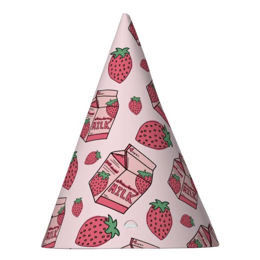 Cute Strawberry Milk Birthday Feesthoedjes (Rechts)