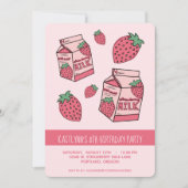 Cute Strawberry Milk Birthday Party Kaart (Voorkant)