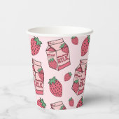Cute Strawberry Milk Birthday Party Papieren Bekers (Achterkant)