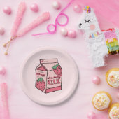 Cute Strawberry Milk Birthday Party Papieren Bordje (Feest)