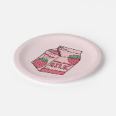 Cute Strawberry Milk Birthday Party Papieren Bordje (Gekanteld)