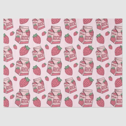 Cute Strawberry Milk Pattern Tissuepapier (Voorkant)