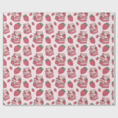 Cute Strawberry Milk Roze Pattern Cadeaupapier (Vlak)