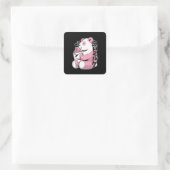 Cute Strawberry Milkshake Kawaii Panda Vierkante Sticker (Tas)