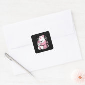 Cute Strawberry Milkshake Kawaii Panda Vierkante Sticker (Envelop)