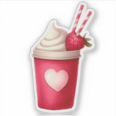 Cute Strawberry Milkshake Sticker (Voorkant)