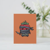 Cute Strawberry Ninja Assassin Japanese Pop Art Briefkaart (Staand voorkant)