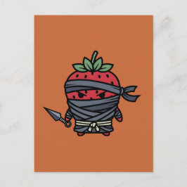 Cute Strawberry Ninja Assassin Japanese Pop Art Briefkaart