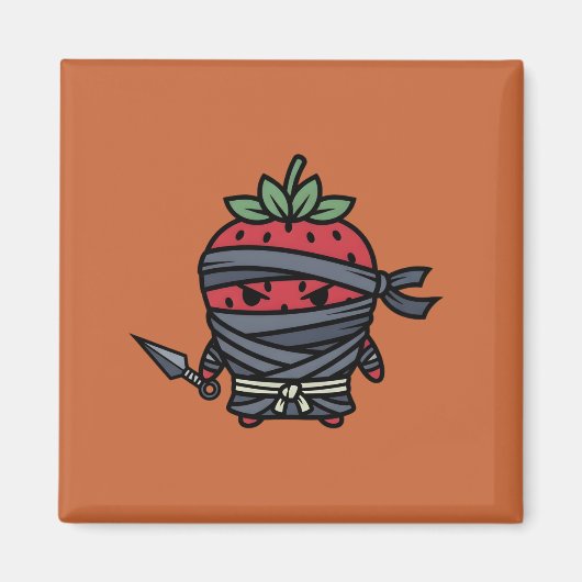 Cute Strawberry Ninja Assassin Japanese Pop Art Magneet (Voorkant)