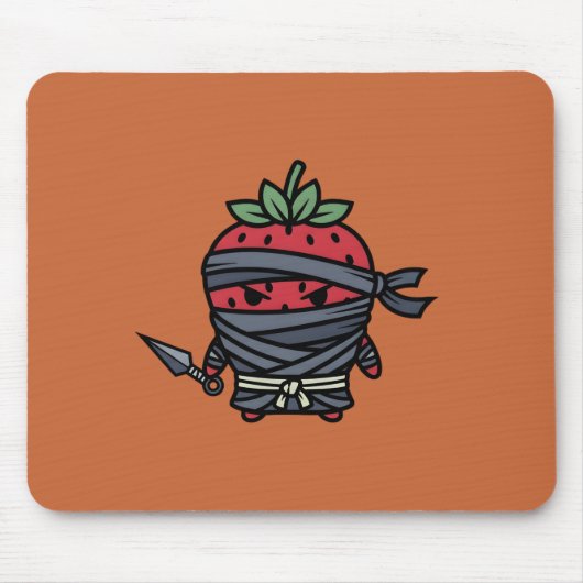 Cute Strawberry Ninja Assassin Japanese Pop Art Muismat (Voorkant)