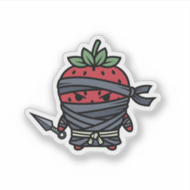 Cute Strawberry Ninja Assassin Japanese Pop Art Sticker